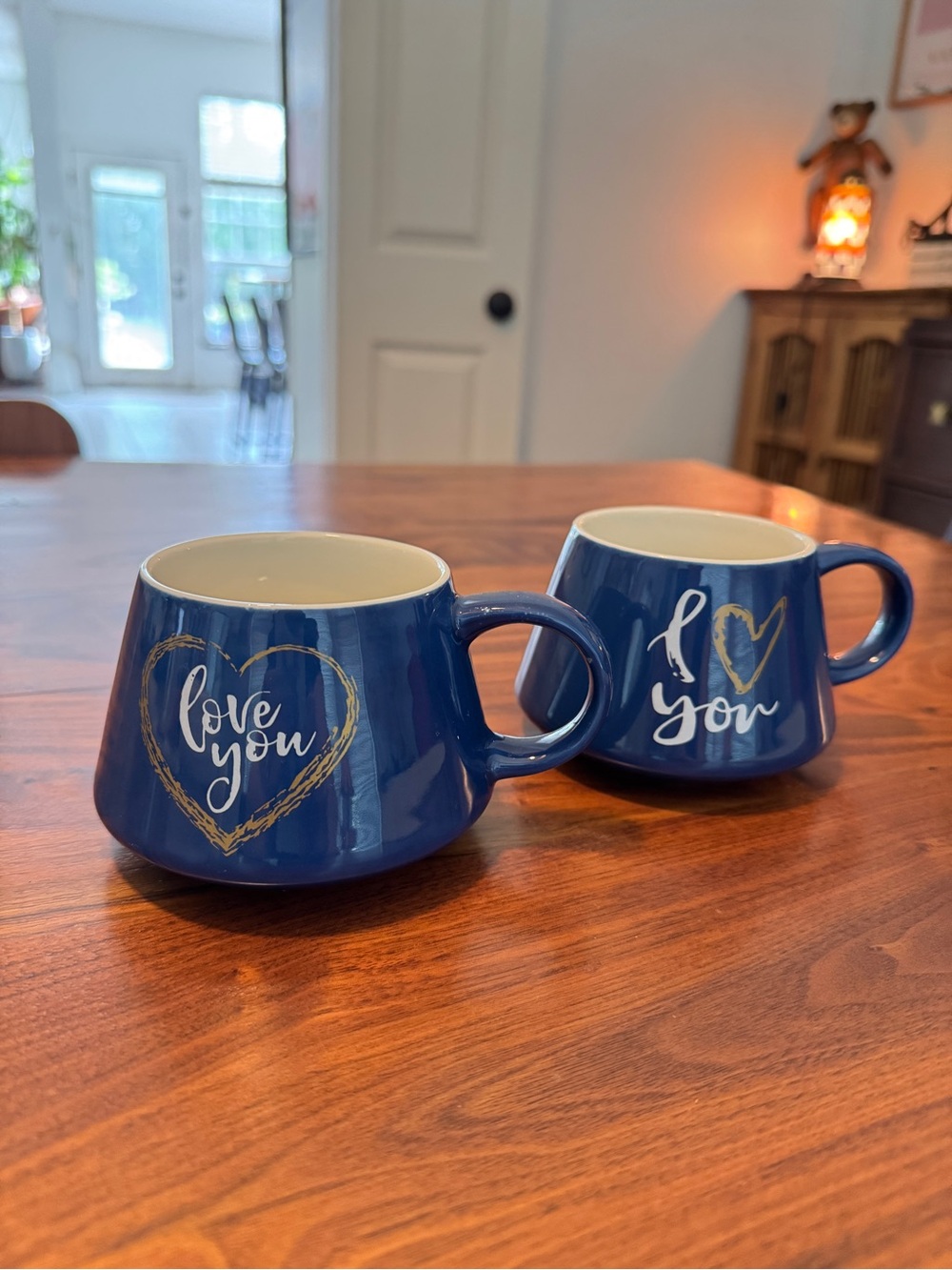 Blue 'Love You' Ceramic Mug - Set of 2
